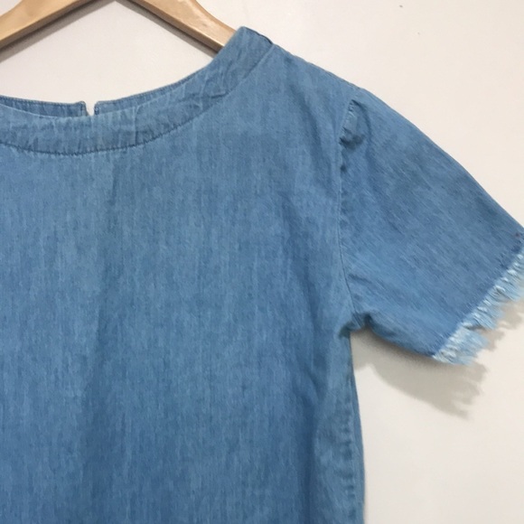 LA Classe Couture chambray short sleeve distressed ripped dress size Small - Picture 2 of 9